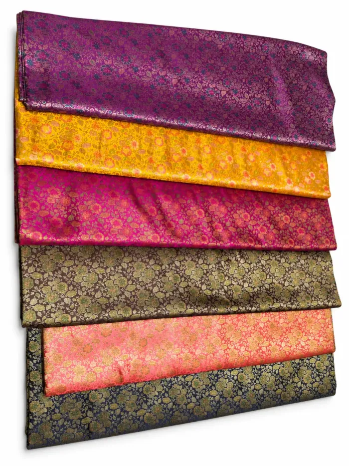 KashiFab Jewel Tone Mini Buti Banarasi Brocade Fabric - Banarasi brocade fabric Varanasi wholesale export