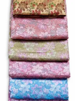 KashiFab Pastel Floral Jaal Banarasi Brocade Fabric - Banarasi brocade fabric Varanasi wholesale export