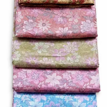 KashiFab Pastel Floral Jaal Banarasi Brocade Fabric - Banarasi brocade fabric Varanasi wholesale export