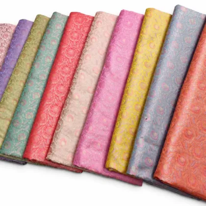 KashiFab Open Pastel Floral Jaal Banarasi Brocade Fabric - Banarasi brocade fabric Varanasi wholesale export