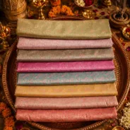 KashiFab Sage Pastel Mini Bloom Banarasi Brocade Fabric shade card - Banarasi brocade fabric Varanasi