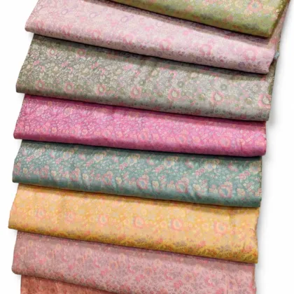 KashiFab Sage Pastel Mini Bloom Banarasi Brocade Fabric - Banarasi brocade fabric Varanasi wholesale export