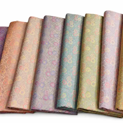 KashiFab Powder Paisley Floral Banarasi Brocade Fabric - Banarasi brocade fabric Varanasi wholesale export