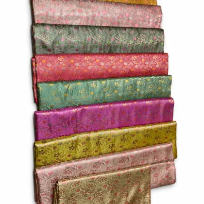 KashiFab Trailing Vine Floral Banarasi Brocade Fabric - Banarasi brocade fabric Varanasi wholesale export