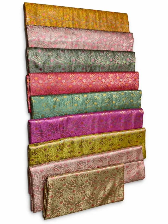 KashiFab Trailing Vine Floral Banarasi Brocade Fabric - Banarasi brocade fabric Varanasi wholesale export