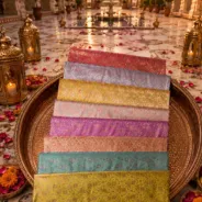 KashiFab Courtyard Lime Floral Banarasi Brocade Fabric shade card - Banarasi brocade fabric Varanasi