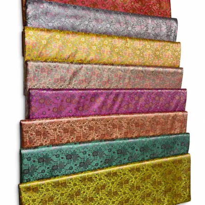 KashiFab Courtyard Lime Floral Banarasi Brocade Fabric - Banarasi brocade fabric Varanasi wholesale export