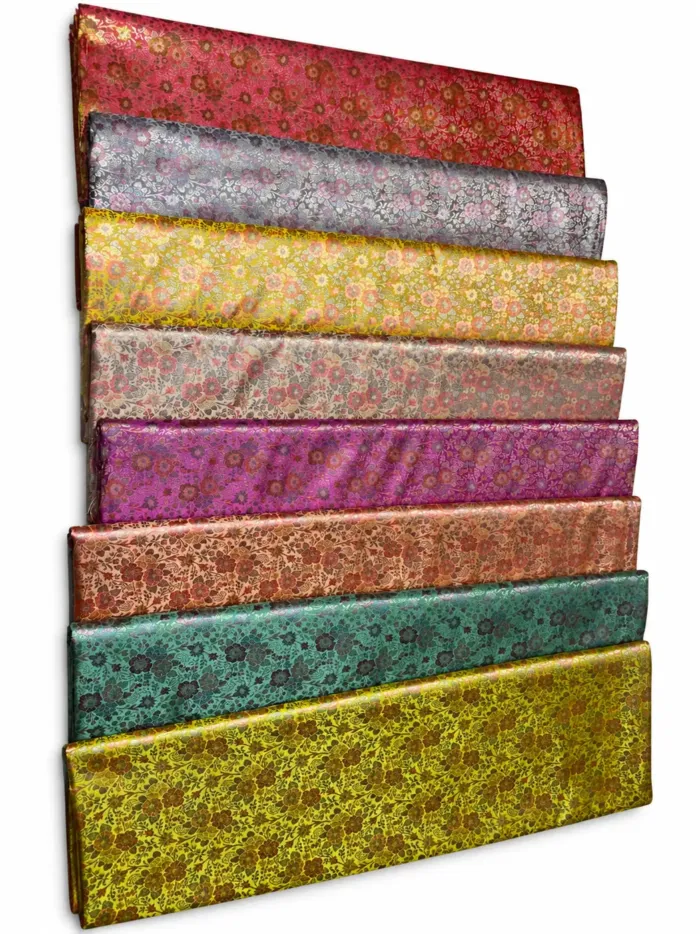 KashiFab Courtyard Lime Floral Banarasi Brocade Fabric - Banarasi brocade fabric Varanasi wholesale export