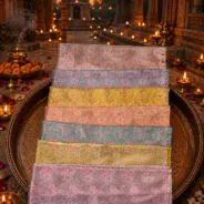 KashiFab Open Blush Floral Banarasi Brocade Fabric shade card - Banarasi brocade fabric Varanasi