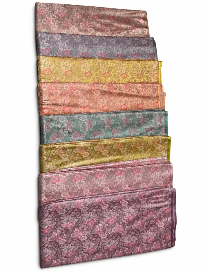 KashiFab Open Blush Floral Banarasi Brocade Fabric - Banarasi brocade fabric Varanasi wholesale export
