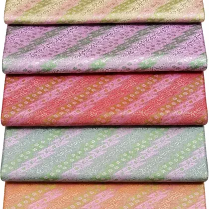 KashiFab Pastel Stripe Banarasi Brocade Fabric - Banarasi brocade fabric Varanasi wholesale export