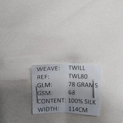 KashiFab CHO TWL80 Off White Silk Twill 78 GSM - silk twill fabric Varanasi wholesale