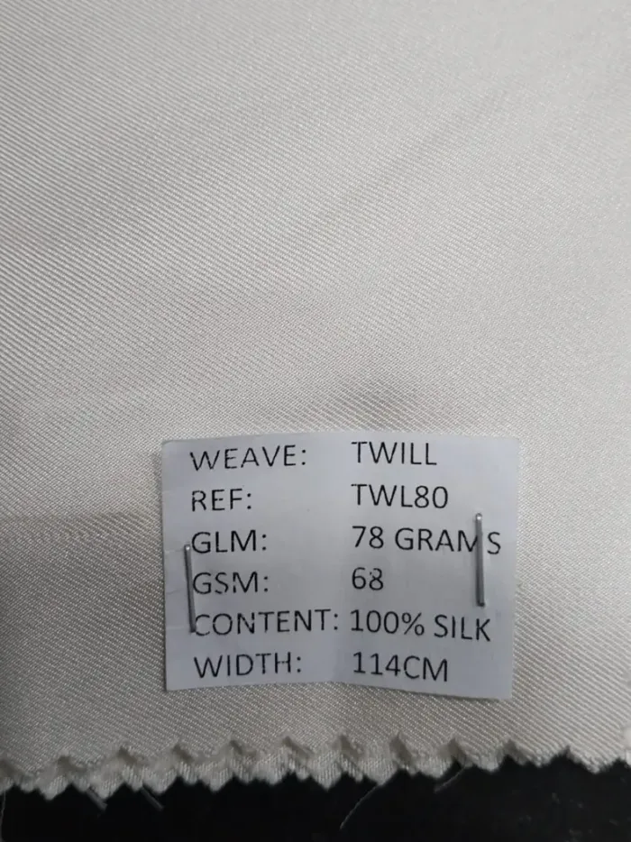 KashiFab CHO TWL80 Off White Silk Twill 78 GSM - silk twill fabric Varanasi wholesale