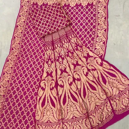 KashiFab CHO Rani Magenta Kalga Bandej Unstitched Lehenga - bandej unstitched lehenga Varanasi wholesale
