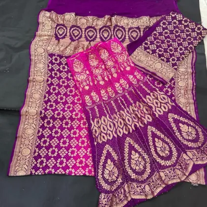 KashiFab CHO Magenta Fine Buti Bandej Unstitched Lehenga - bandej unstitched lehenga Varanasi wholesale
