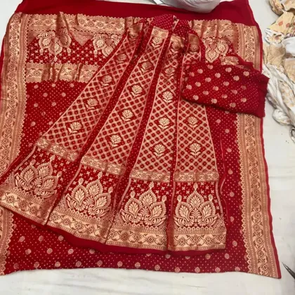 KashiFab CHO Coral Open Bandej Unstitched Lehenga - bandej unstitched lehenga Varanasi wholesale