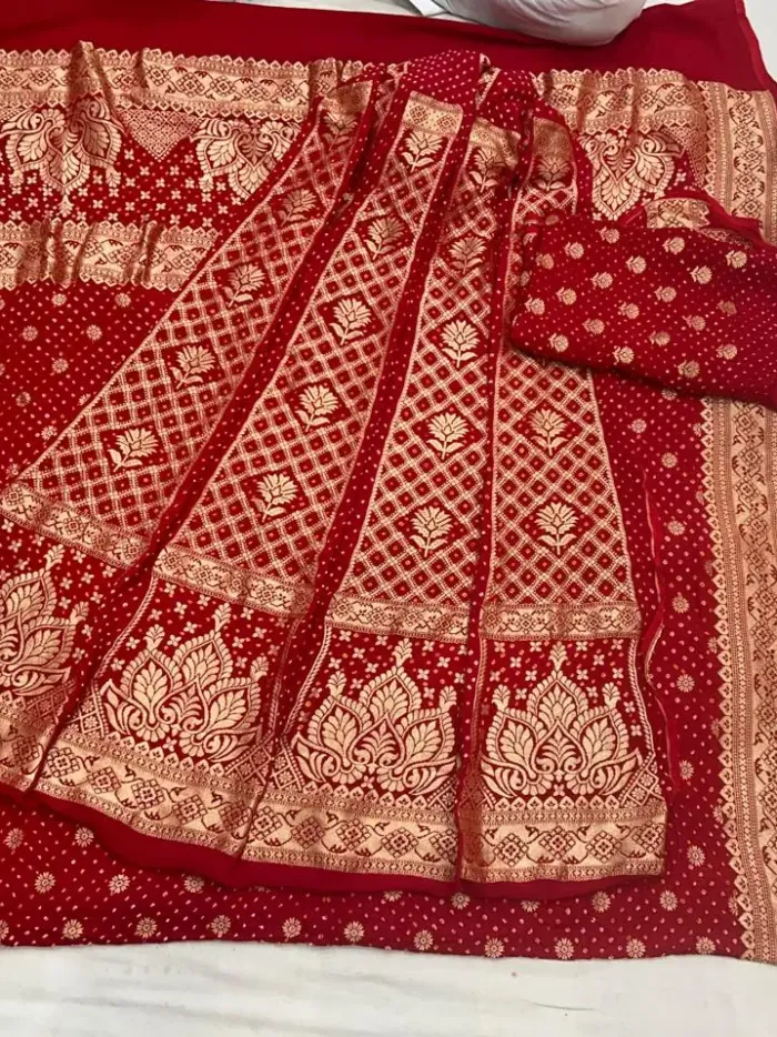 KashiFab CHO Coral Open Bandej Unstitched Lehenga - bandej unstitched lehenga Varanasi wholesale