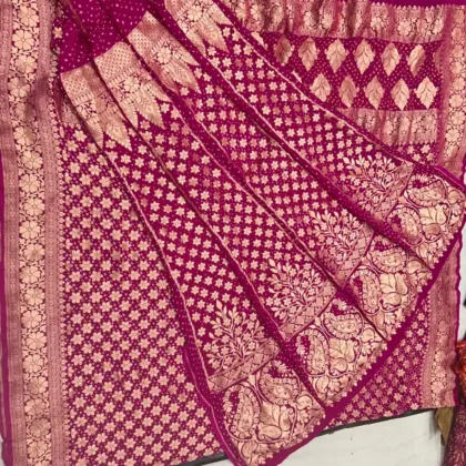 KashiFab CHO Rani All-Over Buti Bandej Unstitched Lehenga - bandej unstitched lehenga Varanasi wholesale