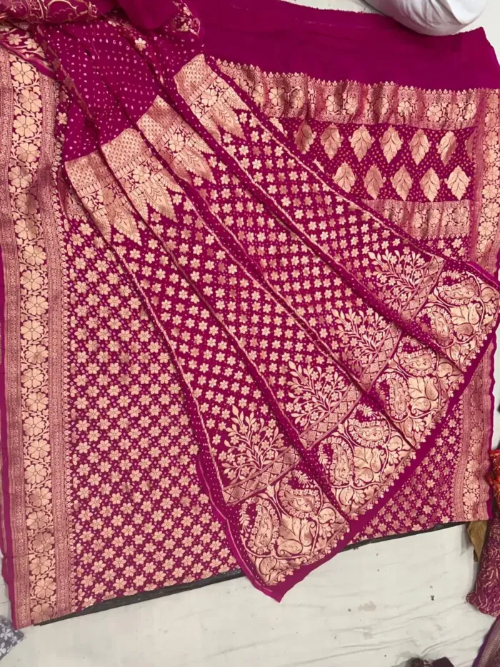 KashiFab CHO Rani All-Over Buti Bandej Unstitched Lehenga - bandej unstitched lehenga Varanasi wholesale