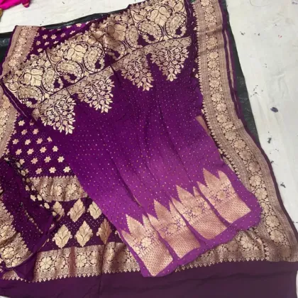 KashiFab CHO Purple Bandej Unstitched Lehenga - bandej unstitched lehenga Varanasi wholesale