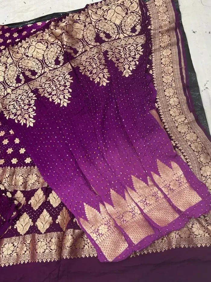 KashiFab CHO Purple Bandej Unstitched Lehenga - bandej unstitched lehenga Varanasi wholesale