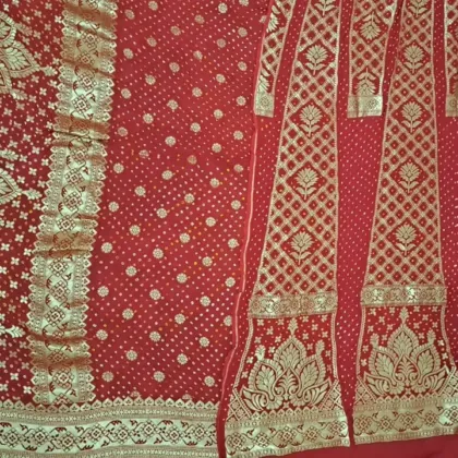 KashiFab CHO Coral Bandej Unstitched Lehenga - bandej unstitched lehenga Varanasi wholesale