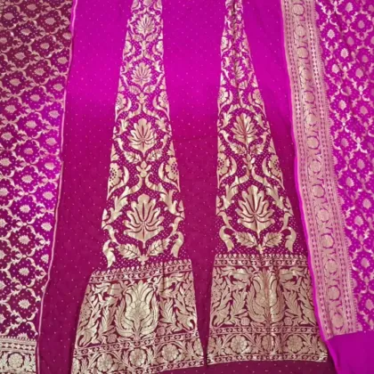 KashiFab CHO Rani Magenta Bandej Unstitched Lehenga - bandej unstitched lehenga Varanasi wholesale