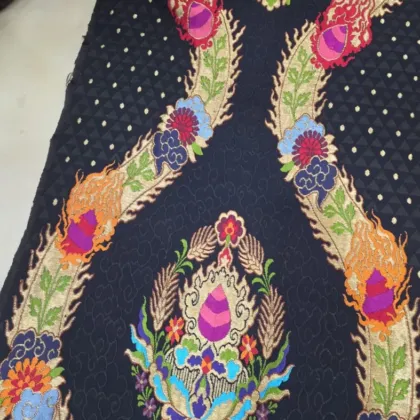 KashiFab CHO Navy Dragon Vine Tibetan Brocade - Tibetan brocade Varanasi wholesale