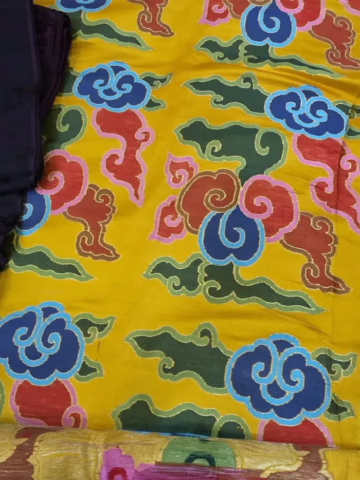 KashiFab CHO Yellow Lucky Cloud Tibetan Brocade KashiFab CHO Yellow Lucky Cloud Tibetan Brocade - Tibetan brocade Varanasi wholesale