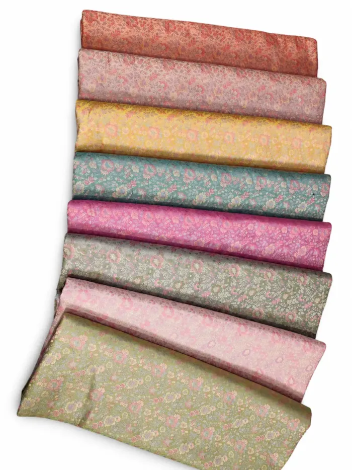 KashiFab Boutique Pastel Floral Banarasi Brocade Fabric KashiFab Boutique Pastel Floral Banarasi Brocade Fabric - Banarasi brocade fabric Varanasi wholesale export