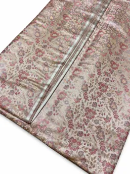 KashiFab Ivory Pink Garden Floral Banarasi Brocade Fabric - Banarasi brocade fabric Varanasi wholesale export