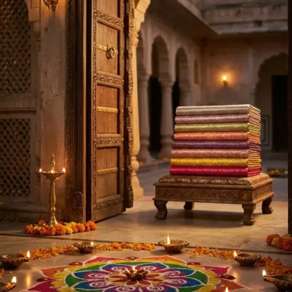 KashiFab Courtyard Pastel Stack Banarasi Brocade Fabric shade card - Banarasi brocade fabric Varanasi