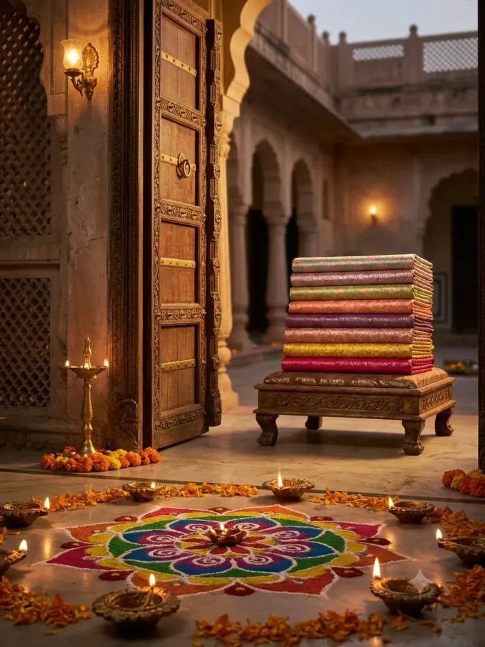 KashiFab Courtyard Pastel Stack Banarasi Brocade Fabric shade card - Banarasi brocade fabric Varanasi