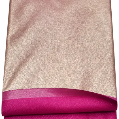 KashiFab Beige Tissue with Magenta Contrast Banarasi Brocade Fabric - Banarasi brocade fabric Varanasi wholesale export