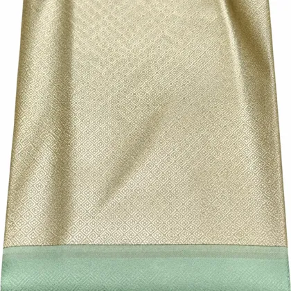 KashiFab Gold Tissue with Mint Contrast Banarasi Brocade Fabric - Banarasi brocade fabric Varanasi wholesale export