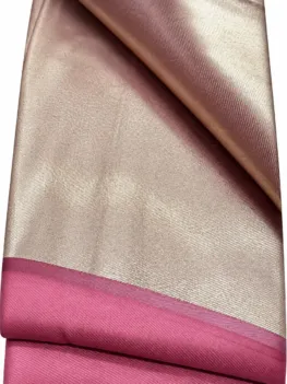 KashiFab Champagne Tissue with Pink Contrast Banarasi Brocade Fabric - Banarasi brocade fabric Varanasi wholesale export