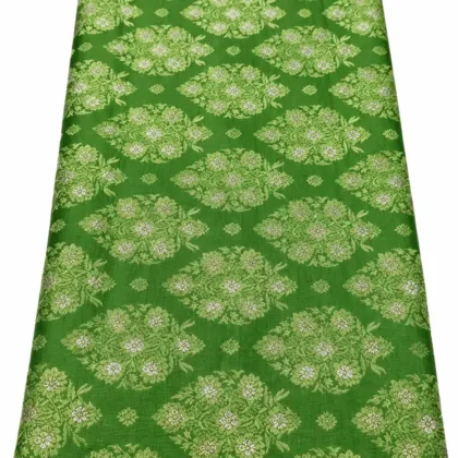 KashiFab Green Gold Medallion Banarasi Brocade Fabric - Banarasi brocade fabric Varanasi wholesale export
