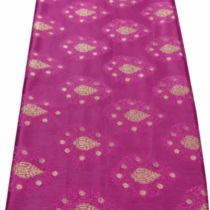 KashiFab Magenta Gold Buti Banarasi Brocade Fabric - Banarasi brocade fabric Varanasi wholesale export