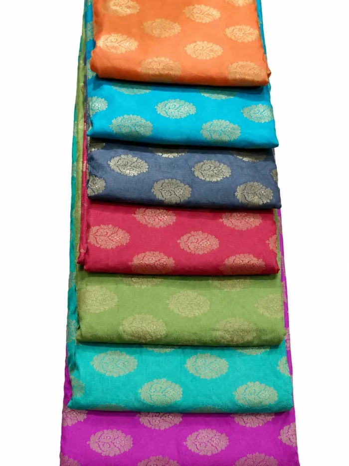 KashiFab Gold Buti Colour Range Banarasi Brocade Fabric KashiFab Gold Buti Colour Range Banarasi Brocade Fabric - Banarasi brocade fabric Varanasi wholesale export