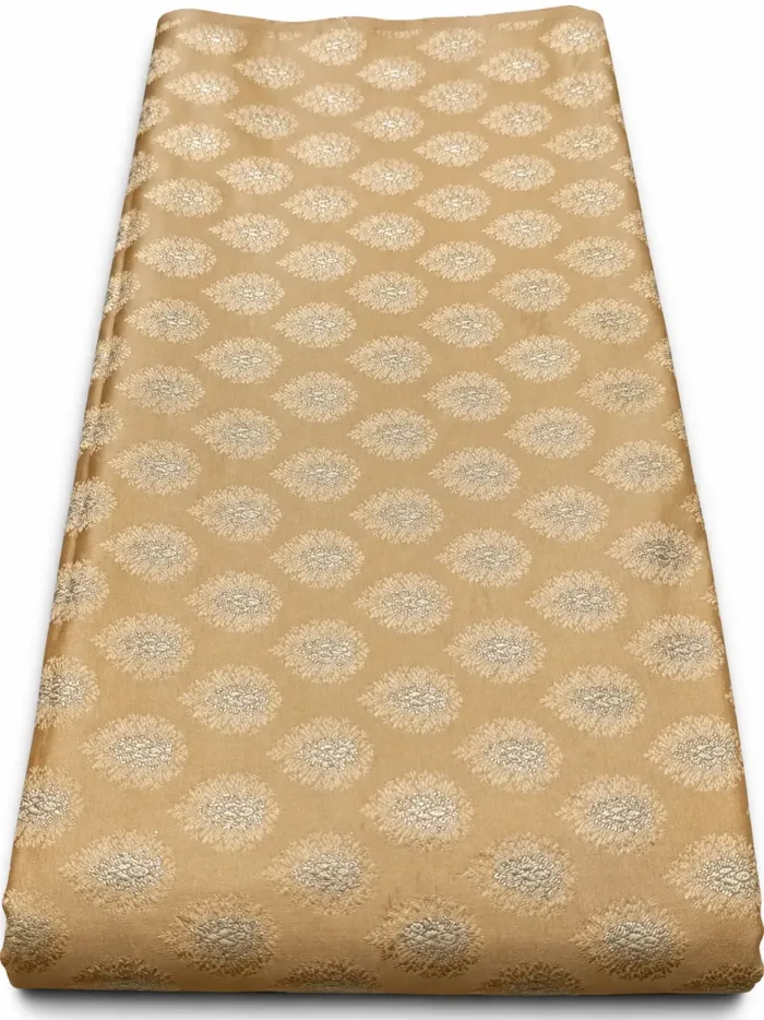 KashiFab Beige Gold Buti Banarasi Brocade Fabric - Banarasi brocade fabric Varanasi wholesale export