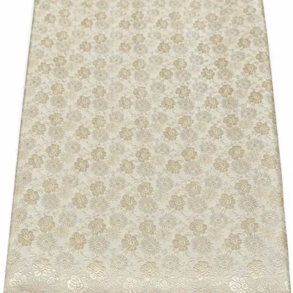 KashiFab Ivory Gold Jaal Banarasi Brocade Fabric - Banarasi brocade fabric Varanasi wholesale export
