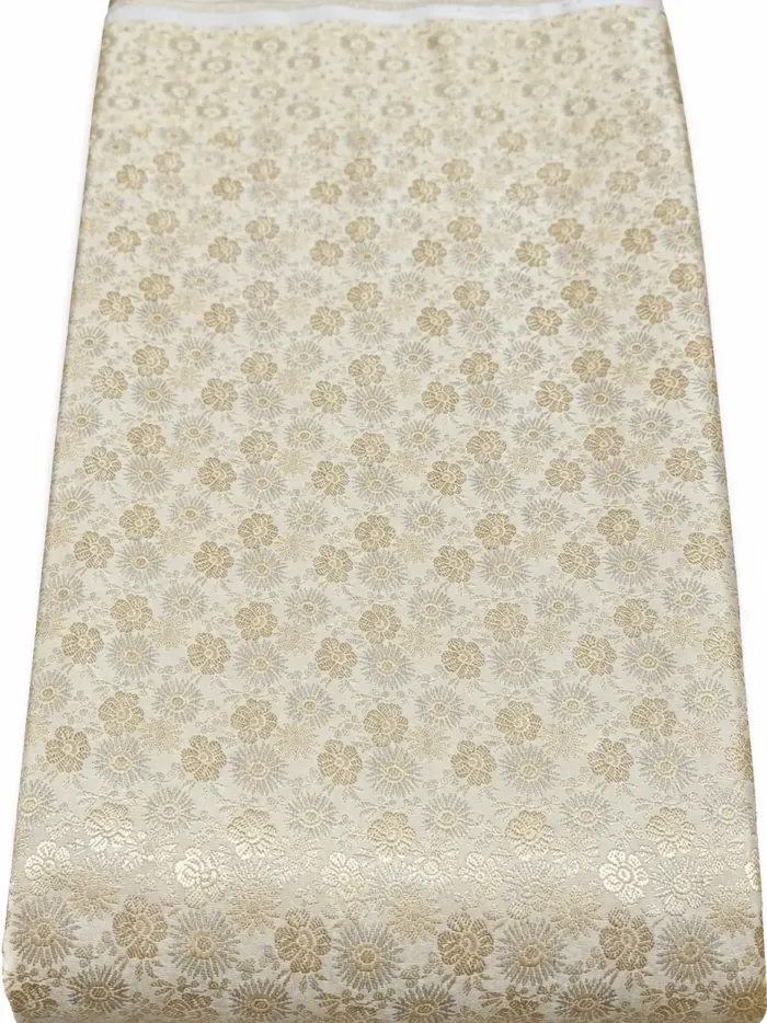 KashiFab Ivory Gold Jaal Banarasi Brocade Fabric KashiFab Ivory Gold Jaal Banarasi Brocade Fabric - Banarasi brocade fabric Varanasi wholesale export