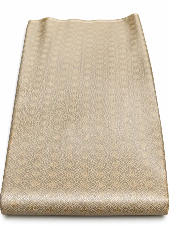 KashiFab Beige Gold Geometric Banarasi Brocade Fabric KashiFab Beige Gold Geometric Banarasi Brocade Fabric - Banarasi brocade fabric Varanasi wholesale export