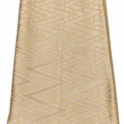 KashiFab Beige Gold Chevron Banarasi Brocade Fabric - Banarasi brocade fabric Varanasi wholesale export