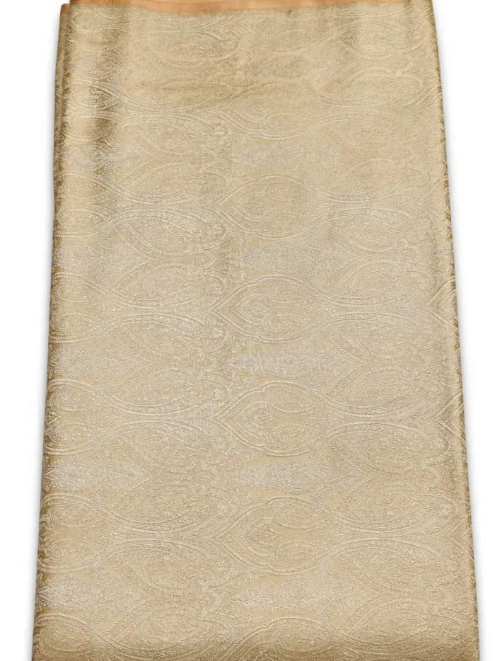 KashiFab Beige Gold Self Jaal Banarasi Brocade Fabric KashiFab Beige Gold Self Jaal Banarasi Brocade Fabric - Banarasi brocade fabric Varanasi wholesale export
