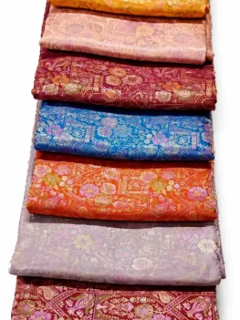 KashiFab Mixed Floral Jaal Banarasi Brocade Fabric - Banarasi brocade fabric Varanasi wholesale export