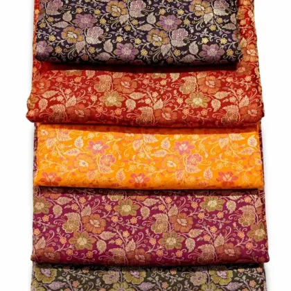 KashiFab Warm Floral Jaal Banarasi Brocade Fabric - Banarasi brocade fabric Varanasi wholesale export