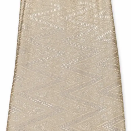 KashiFab Ivory Gold Chevron Banarasi Brocade Fabric - Banarasi brocade fabric Varanasi wholesale export