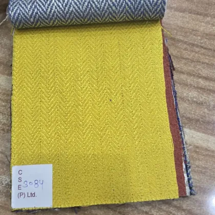 KashiFab Mustard Yellow Herringbone Matka Silk Fabric - Banarasi Matka