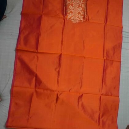 KashiFab Burnt Orange Banarasi Silk Coord Set online - authentic Varanasi Banarasi silk coord set